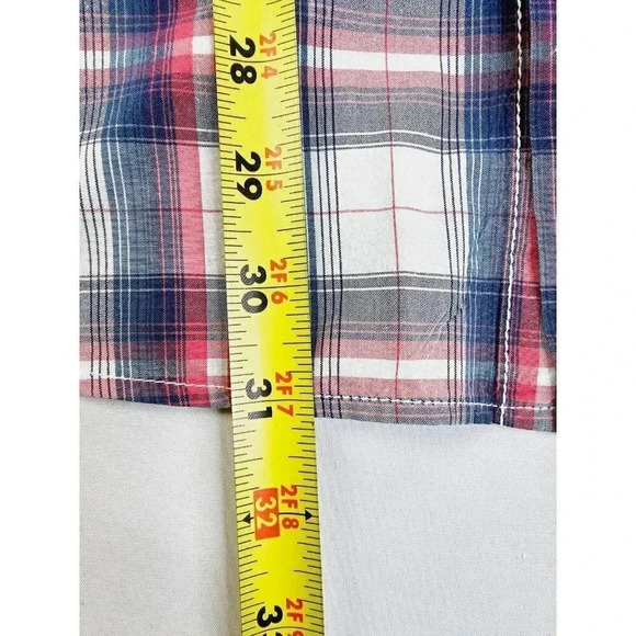 American Rag Size 2XL Men's Red White Blue Check Long Sleeve Cotton Shirt - Picture 8 of 10